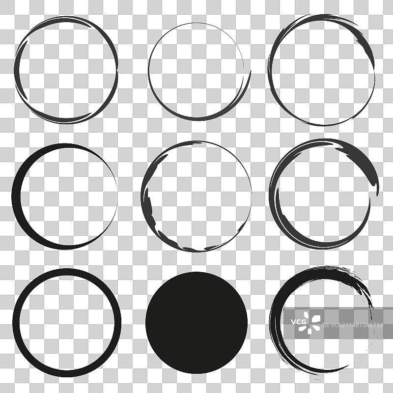 黑色Grunge圆形笔刷笔触图片素材