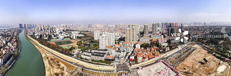 航拍湖南常德澧县城市风光图片素材