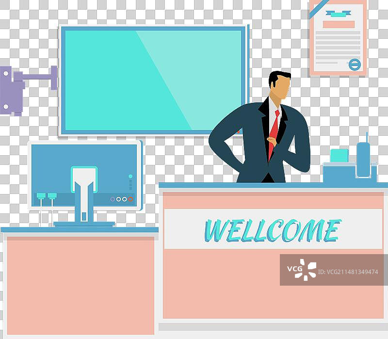 前台欢迎图标办公室大厅图片素材