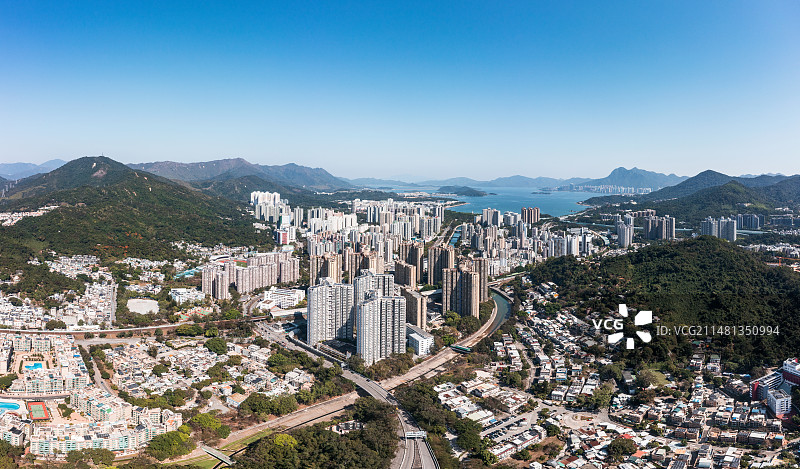 香港大埔太和住宅区依山傍水图片素材