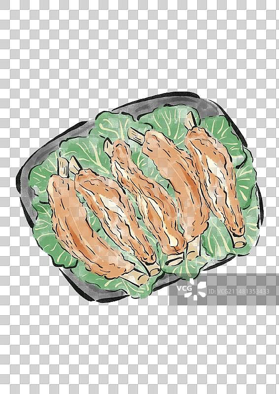 水墨风宁夏美食插画元素-盐池滩羊图片素材