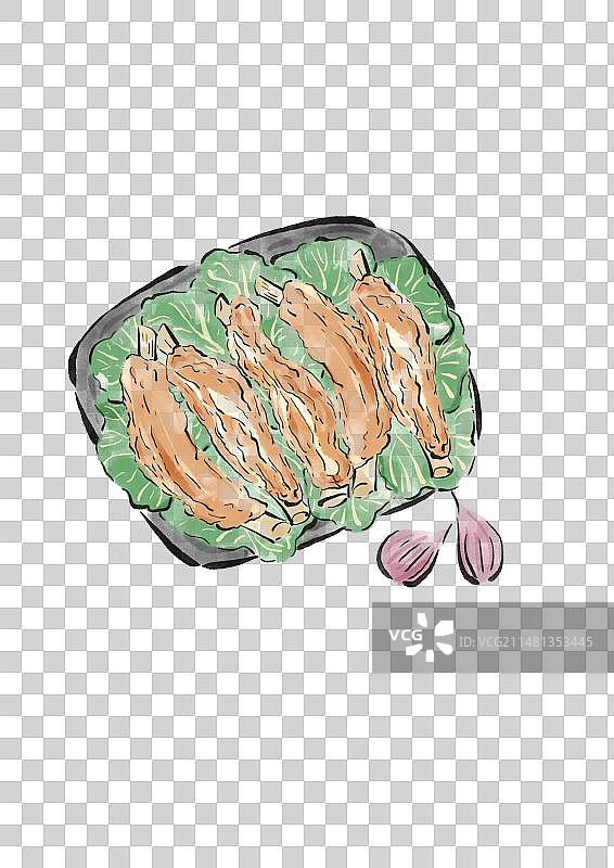 水墨风宁夏美食插画元素-盐池滩羊图片素材