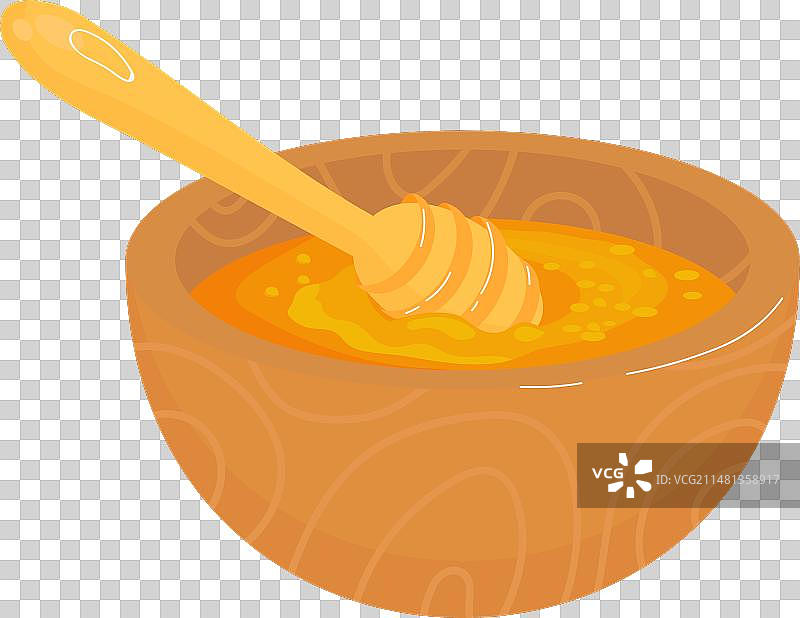 带蜂蜜勺的蜂蜜木碗图片素材
