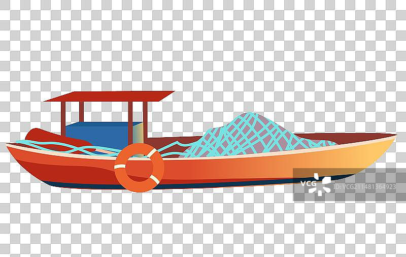 橘色渔船扁平风元素图片素材