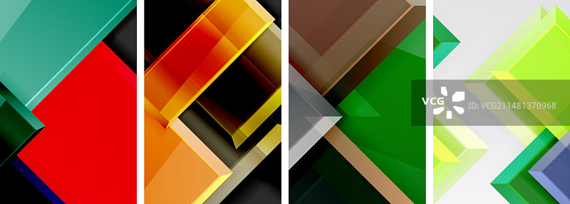 彩色玻璃光泽方形构图海报套装图片素材