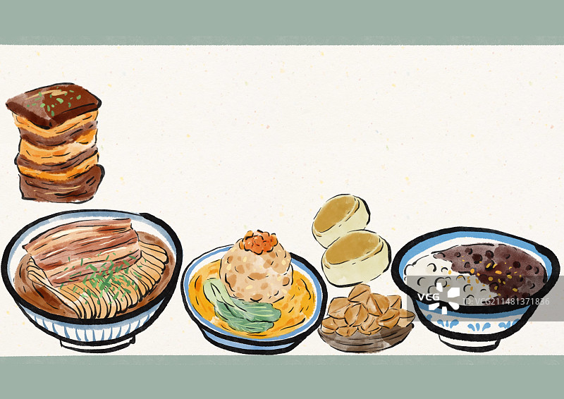 水墨风苏州美食插画图片素材