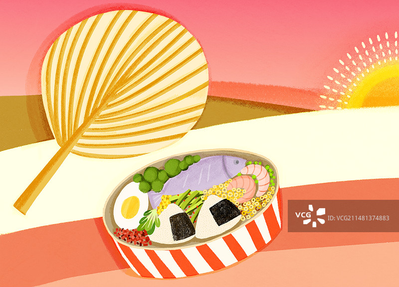蒲扇与寿司图片素材