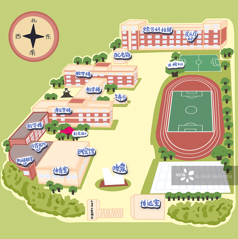 丹霞路小学手绘地图案例图片素材