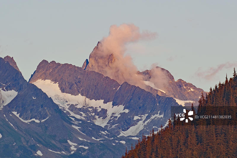 崎岖的高山，波特兰海峡，海恩斯，内陆航道，阿拉斯加，美国，北美图片素材