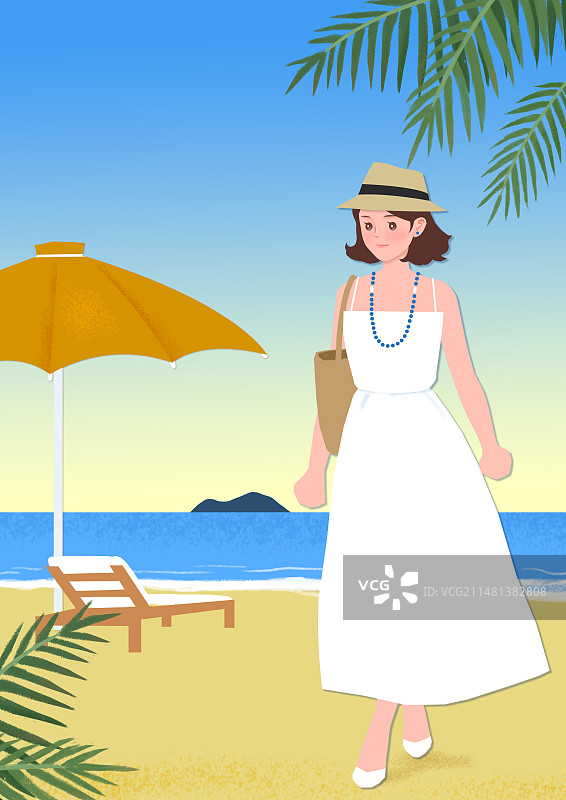 年轻女子海边度假图片素材