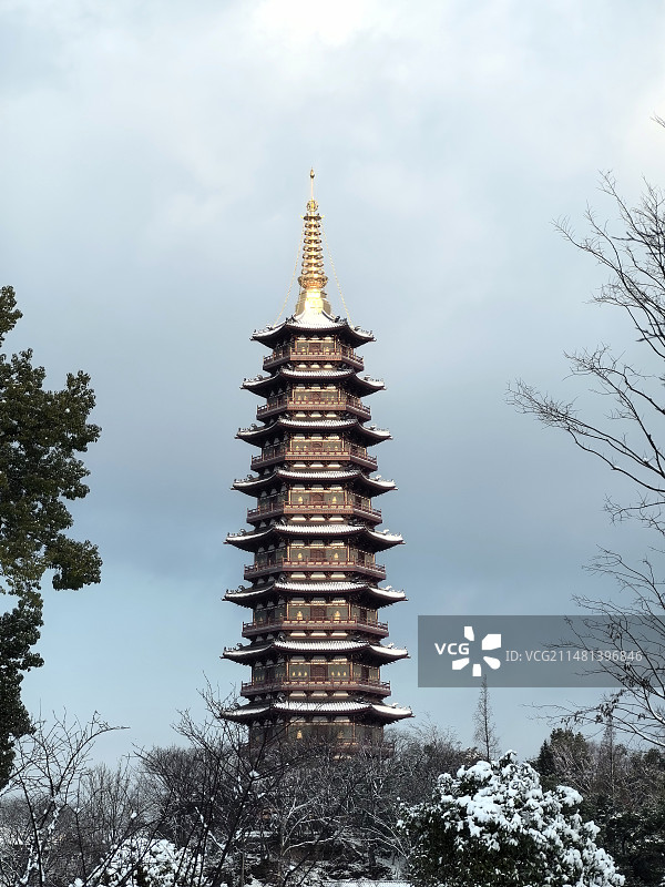 雪天金华万佛塔图片素材