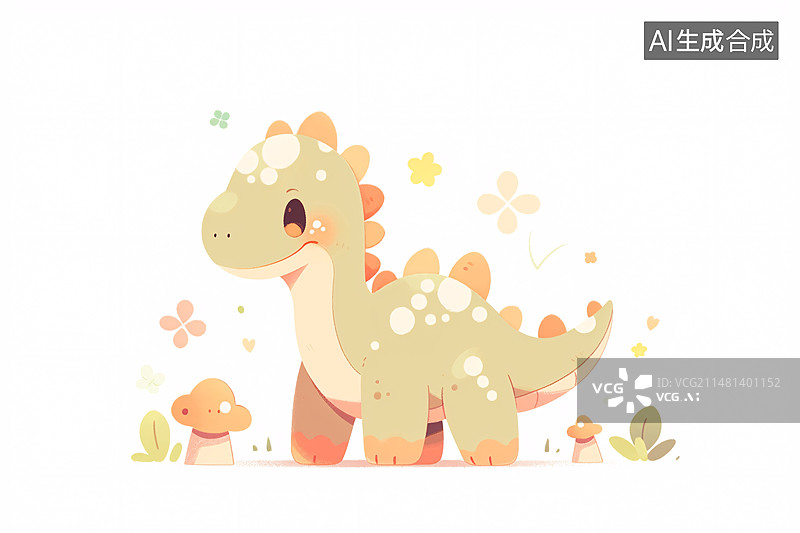 【AI数字艺术】可爱恐龙插画，儿童教育概念插图图片素材