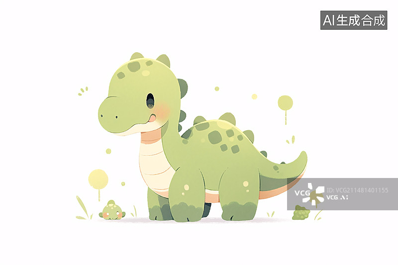 【AI数字艺术】可爱恐龙插画，儿童教育概念插图图片素材