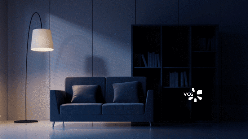 夜晚客厅建筑空间3D渲染图片素材