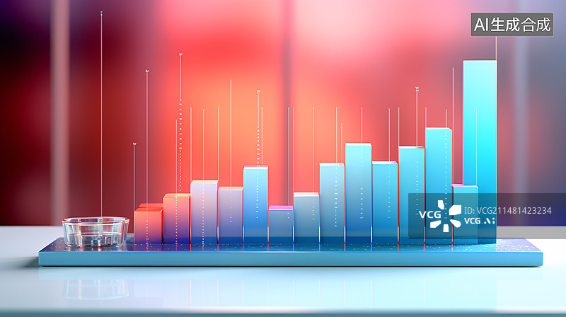 【AI数字艺术】金融股市曲线图表，信息科技与大数据概念插图图片素材