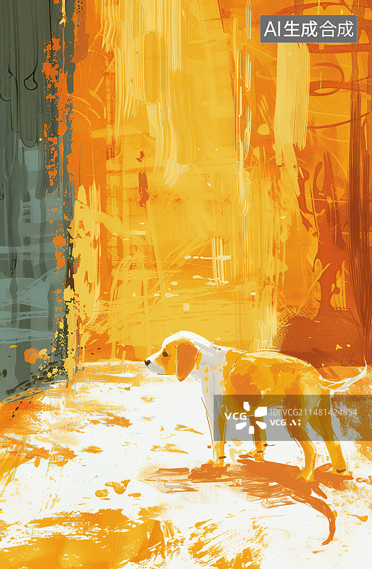 【AI数字艺术】夕阳下的比格犬图片素材