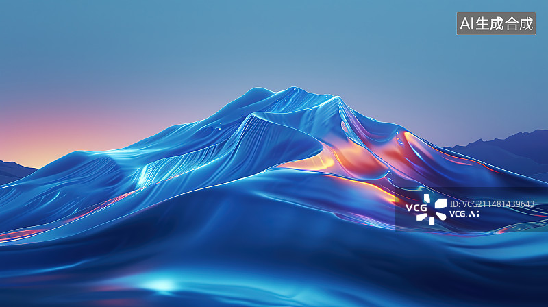 【AI数字艺术】日落时的山对天景色图片素材