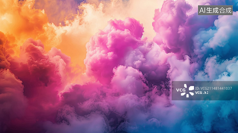 【AI数字艺术】夜空中绚丽多彩的爆炸性粉笔云图片素材