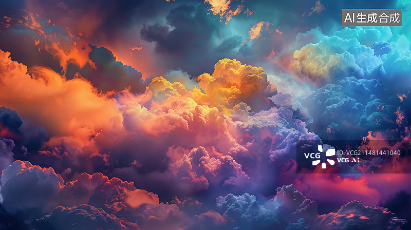 【AI数字艺术】夜空中绚丽多彩的爆炸性粉笔云图片素材