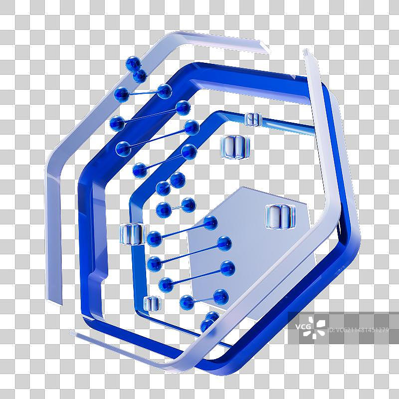 3D渲染蓝色亚克力商务科技图形图片素材