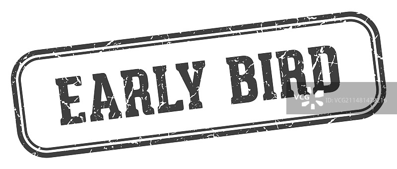 早鸟优惠方形印章图片素材