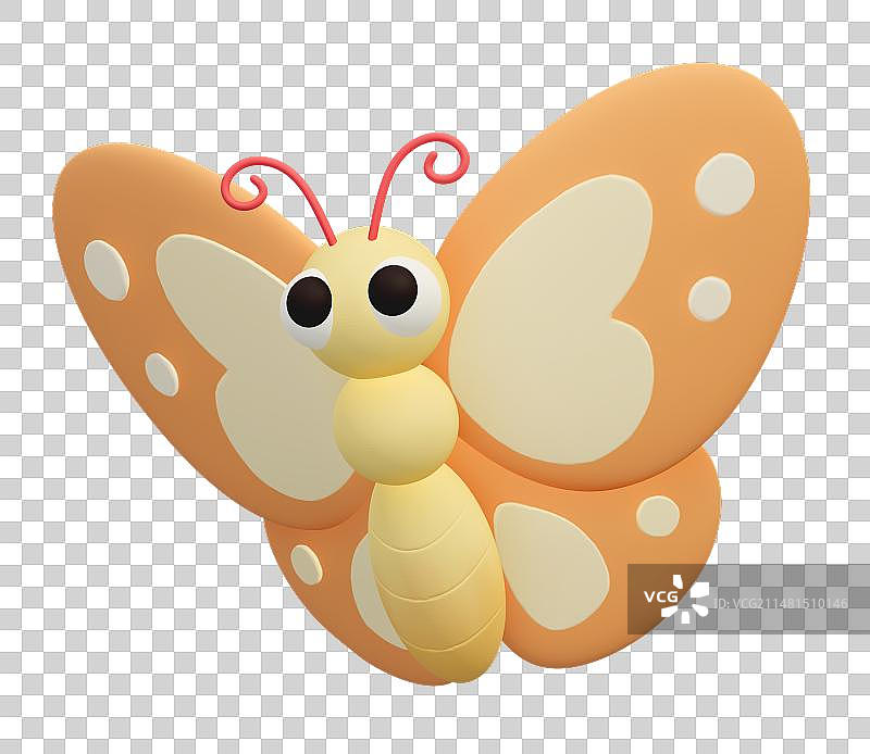 昆虫蝴蝶卡通可爱3D插画元素图片素材