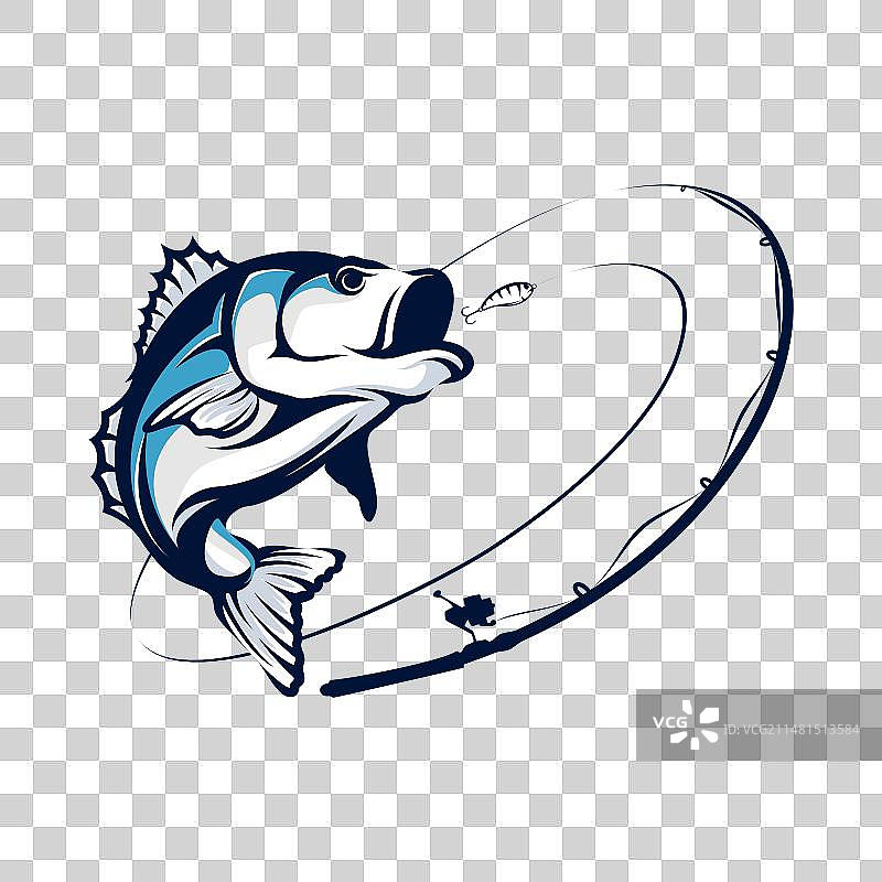 鲈鱼钓鱼比赛标志模板图片素材