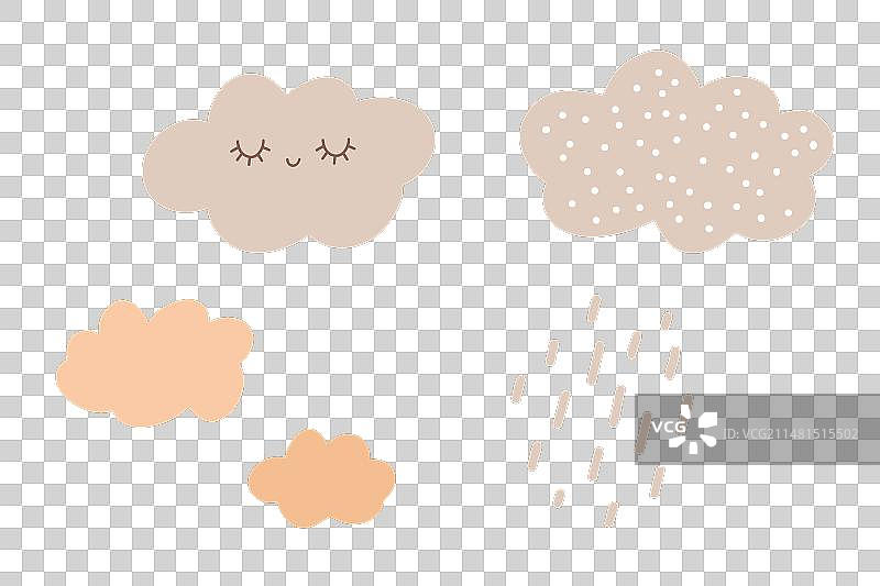 可爱云朵波西米亚风人脸扁平素材图片素材