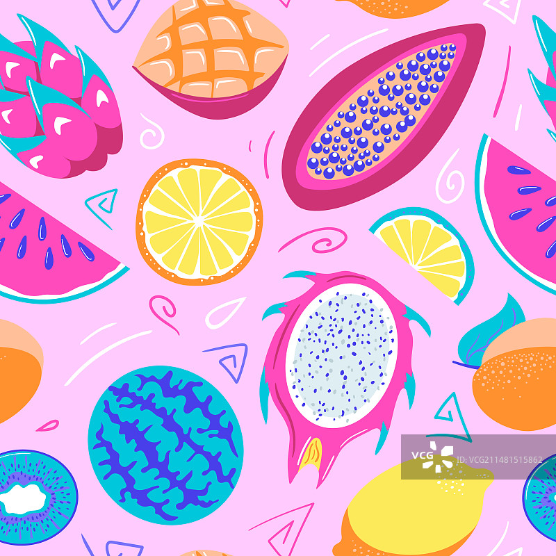热带异域水果无缝图案图片素材