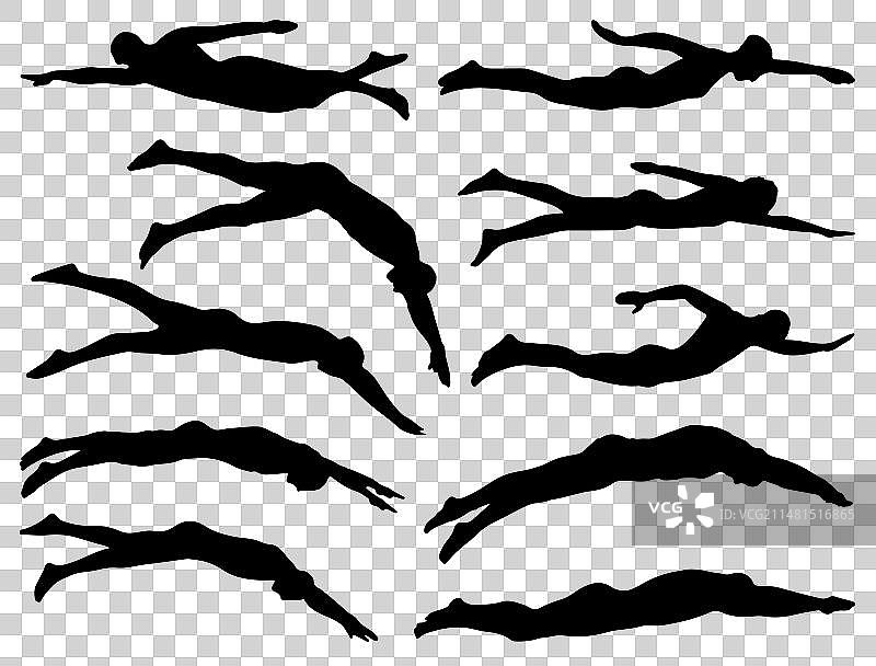 游泳者剪影艺术图片素材