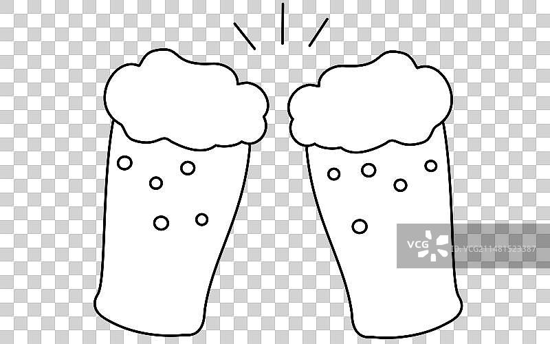啤酒碰杯简约线条画图片素材