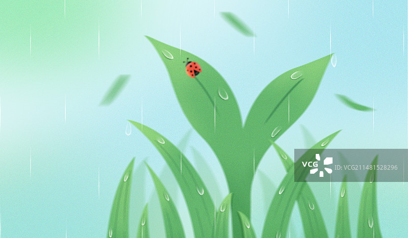 弥散风渐变雨水节气海报(横版无字)图片素材