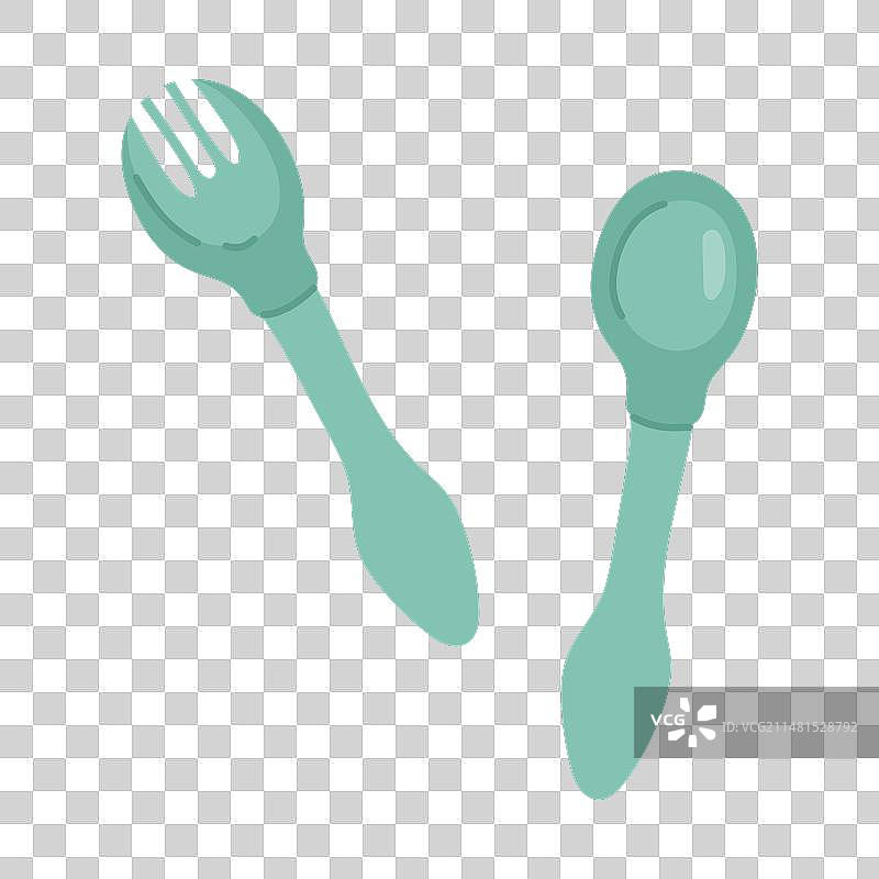 手绘婴儿勺子和叉子图片素材