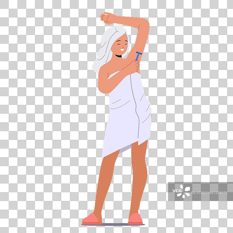 女人仔细地刮腋下图片素材