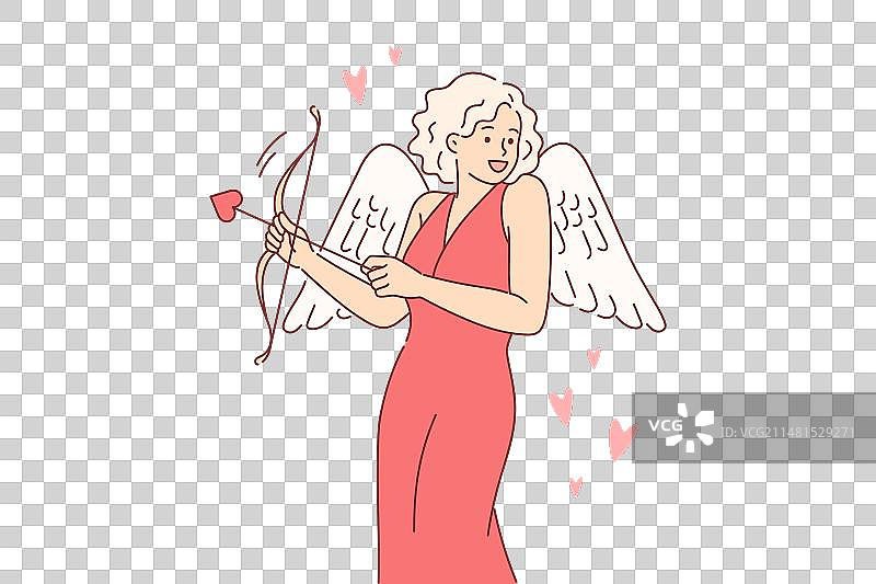 穿着翅膀的情人节丘比特女人图片素材