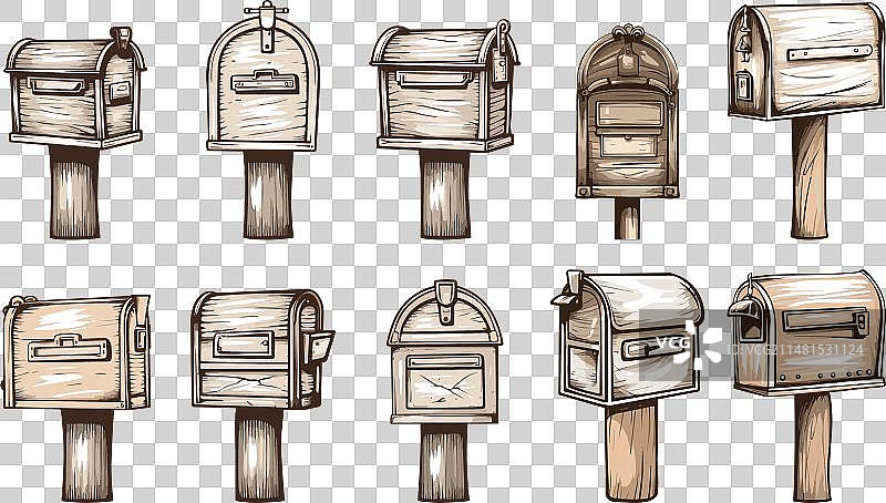 孤立的乡村风格邮箱卡通图片素材