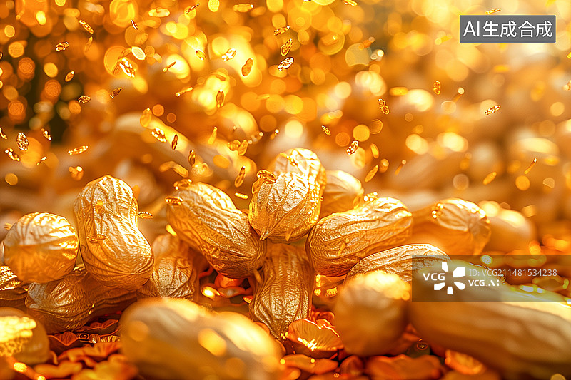 【AI数字艺术】天空下起了金花生图片素材