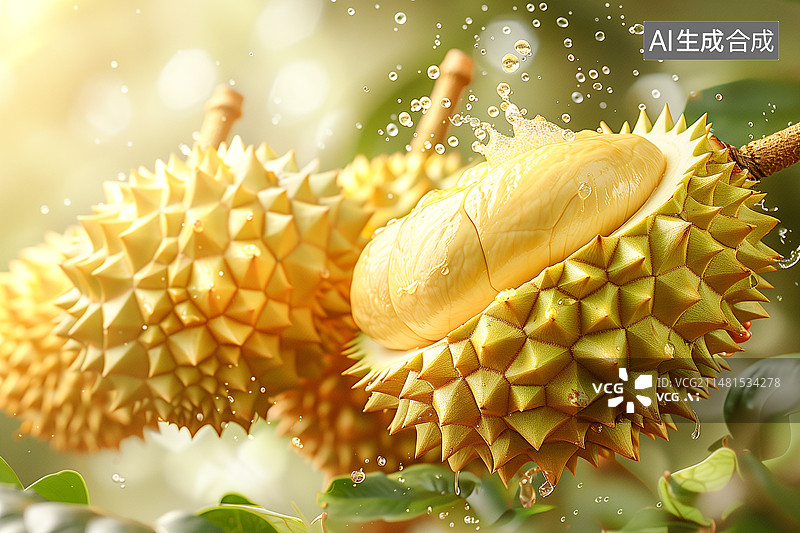 【AI数字艺术】溅起水花的榴莲图片素材