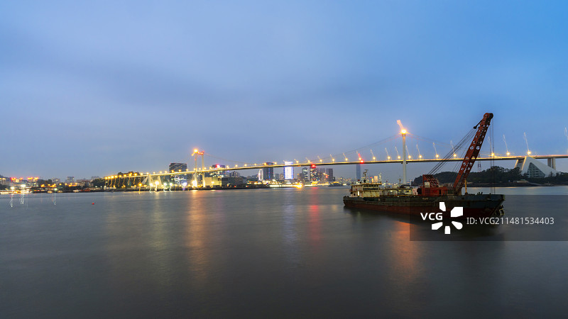 福建省厦门市海沧大桥夜色美图片素材