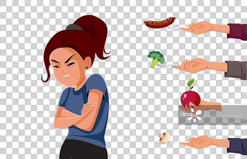 挑食的女孩拒绝进食图片素材