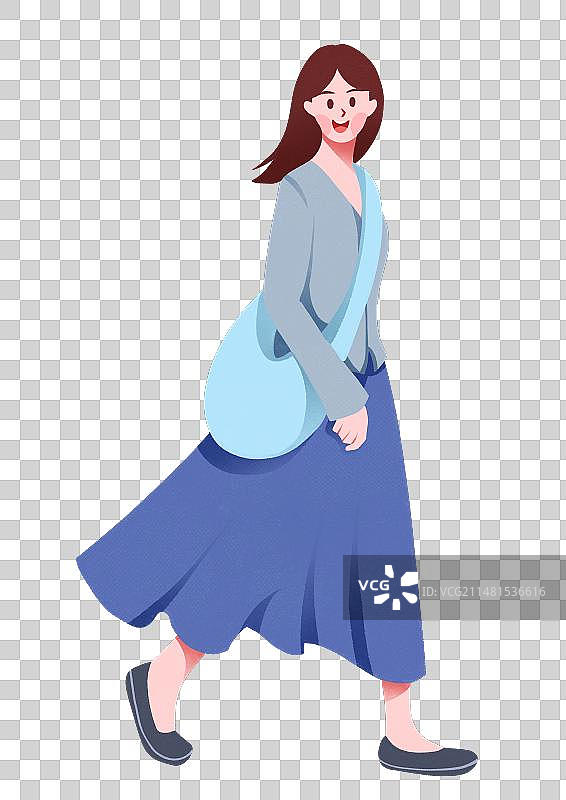 女神节文艺女孩穿搭服装站姿清新插画元素图片素材