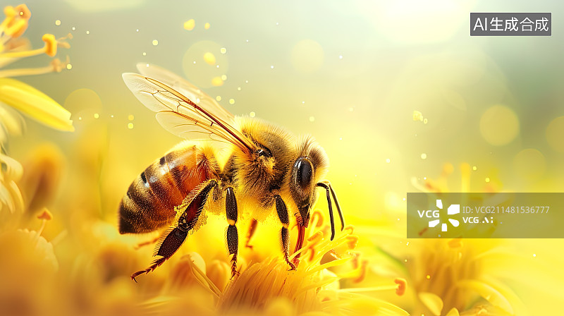 【AI数字艺术】蜜蜂 采蜜 花朵图片素材