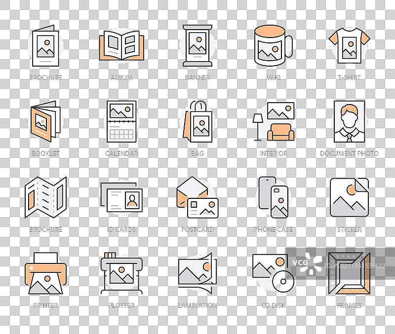 印刷线条图标集品牌标识图片素材