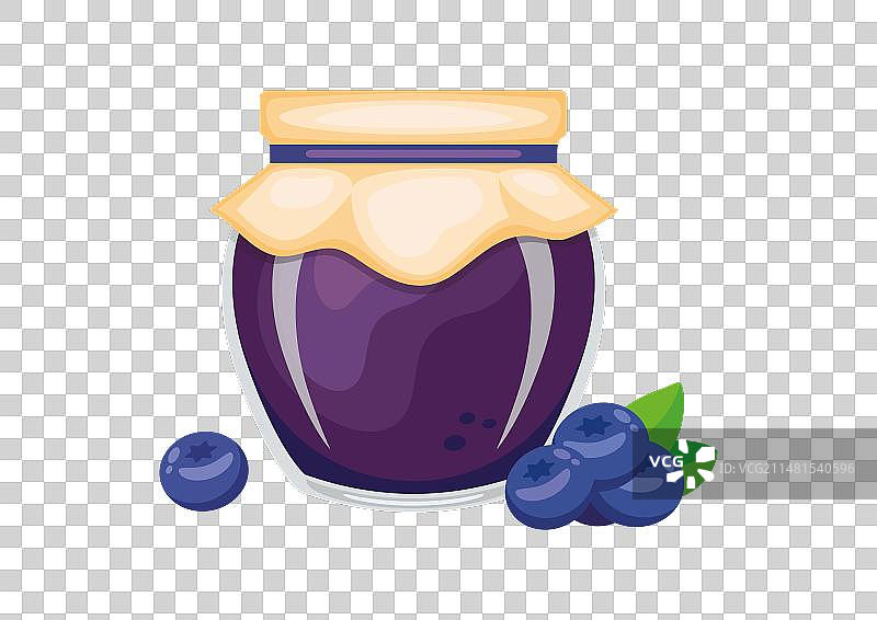 玻璃罐蓝莓酱与新鲜蓝莓图片素材