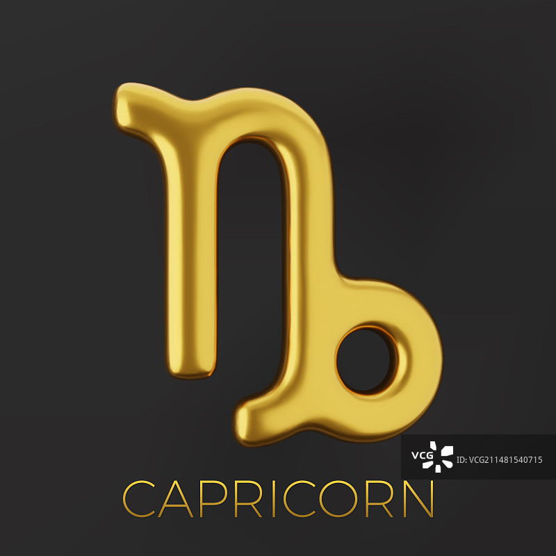 3D金色摩羯座星座标志图片素材