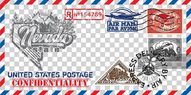 复古邮政信封，带邮票和封蜡图片素材