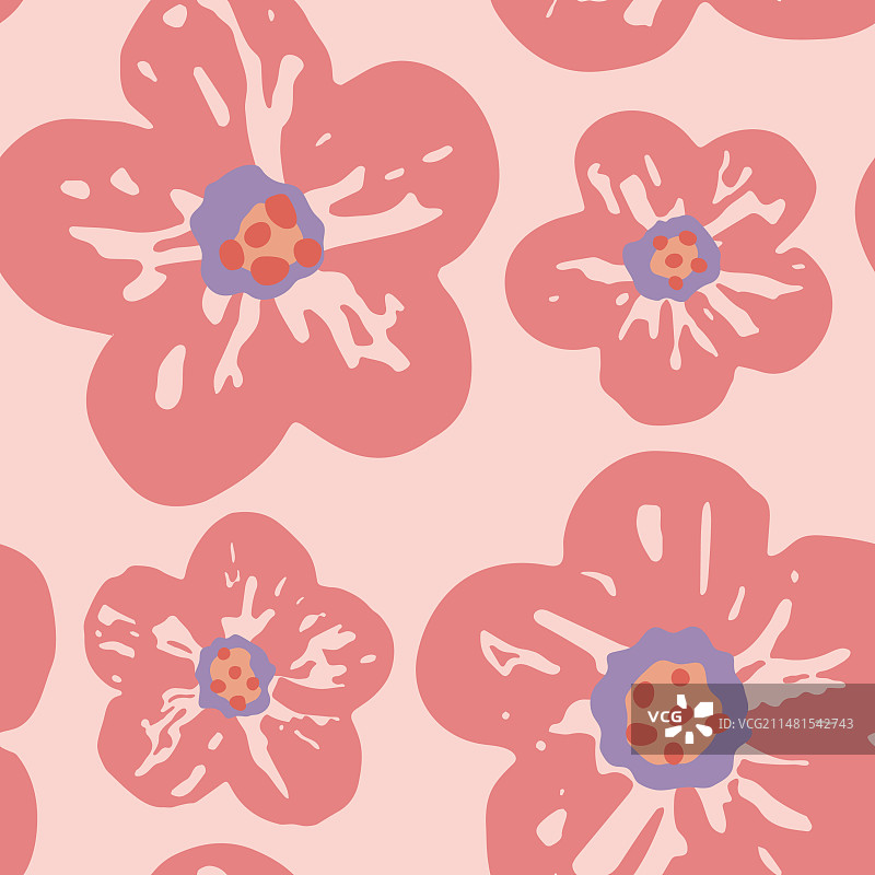 大型粉色花卉无缝图案图片素材