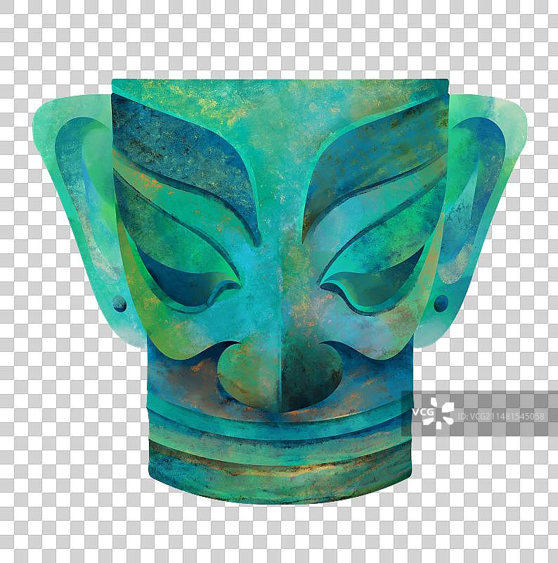 三星堆古代出土文物青铜器面具图片素材