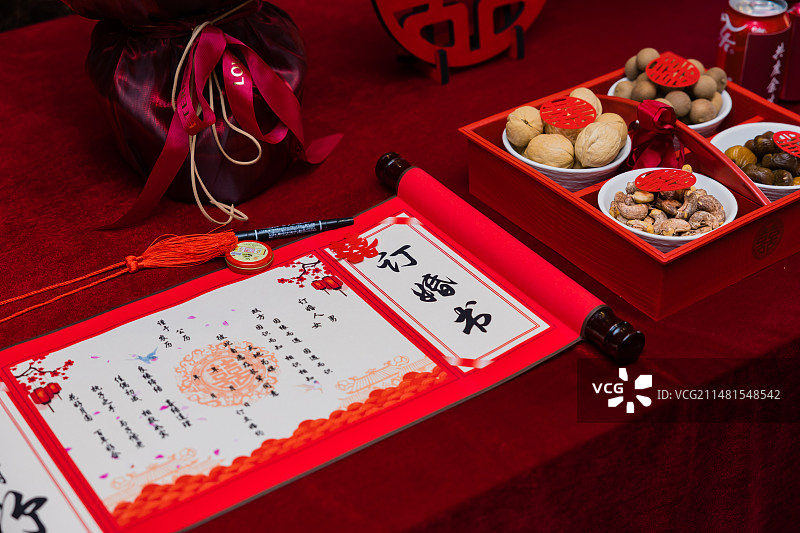 中国中式 婚礼 订婚宴仪式典礼 拍摄 主题布置图片素材