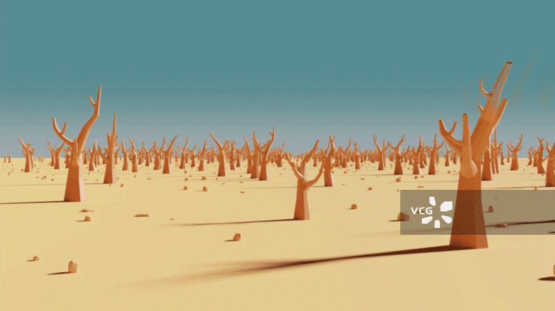 荒野背景循环动画3D渲染图片素材